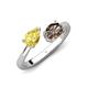 4 - Afra 1.65 ctw Yellow Sapphire Pear Shape (7x5 mm) & Smoky Quartz Oval Shape (7x5 mm) Toi Et Moi Engagement Ring 