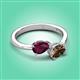 3 - Afra 1.65 ctw Rhodolite Garnet Pear Shape (7x5 mm) & Smoky Quartz Oval Shape (7x5 mm) Toi Et Moi Engagement Ring 