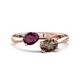 1 - Afra 1.65 ctw Rhodolite Garnet Pear Shape (7x5 mm) & Smoky Quartz Oval Shape (7x5 mm) Toi Et Moi Engagement Ring 