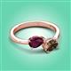 3 - Afra 1.65 ctw Rhodolite Garnet Pear Shape (7x5 mm) & Smoky Quartz Oval Shape (7x5 mm) Toi Et Moi Engagement Ring 