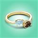 3 - Afra 1.35 ctw Aquamarine Pear Shape (7x5 mm) & Smoky Quartz Oval Shape (7x5 mm) Toi Et Moi Engagement Ring 