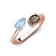 4 - Afra 1.35 ctw Aquamarine Pear Shape (7x5 mm) & Smoky Quartz Oval Shape (7x5 mm) Toi Et Moi Engagement Ring 