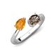 4 - Afra 1.40 ctw Citrine Pear Shape (7x5 mm) & Smoky Quartz Oval Shape (7x5 mm) Toi Et Moi Engagement Ring 