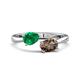 1 - Afra 1.55 ctw Emerald Pear Shape (7x5 mm) & Smoky Quartz Oval Shape (7x5 mm) Toi Et Moi Engagement Ring 
