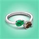 3 - Afra 1.55 ctw Emerald Pear Shape (7x5 mm) & Smoky Quartz Oval Shape (7x5 mm) Toi Et Moi Engagement Ring 