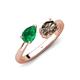 4 - Afra 1.55 ctw Emerald Pear Shape (7x5 mm) & Smoky Quartz Oval Shape (7x5 mm) Toi Et Moi Engagement Ring 