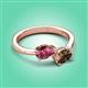 3 - Afra 1.45 ctw Pink Tourmaline Pear Shape (7x5 mm) & Smoky Quartz Oval Shape (7x5 mm) Toi Et Moi Engagement Ring 