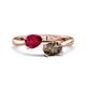 1 - Afra 1.70 ctw Ruby Pear Shape (7x5 mm) & Smoky Quartz Oval Shape (7x5 mm) Toi Et Moi Engagement Ring 