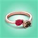 3 - Afra 1.70 ctw Ruby Pear Shape (7x5 mm) & Smoky Quartz Oval Shape (7x5 mm) Toi Et Moi Engagement Ring 
