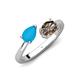 4 - Afra 1.65 ctw Blue Sapphire Pear Shape (7x5 mm) & Smoky Quartz Oval Shape (7x5 mm) Toi Et Moi Engagement Ring 