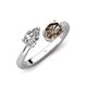 4 - Afra 1.65 ctw White Sapphire Pear Shape (7x5 mm) & Smoky Quartz Oval Shape (7x5 mm) Toi Et Moi Engagement Ring 