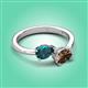3 - Afra 1.60 ctw London Blue Topaz Pear Shape (7x5 mm) & Smoky Quartz Oval Shape (7x5 mm) Toi Et Moi Engagement Ring 