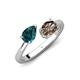 4 - Afra 1.60 ctw London Blue Topaz Pear Shape (7x5 mm) & Smoky Quartz Oval Shape (7x5 mm) Toi Et Moi Engagement Ring 