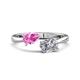 1 - Afra 1.75 ctw Pink Sapphire Pear Shape (7x5 mm) & Moissanite Oval Shape (7x5 mm) Toi Et Moi Engagement Ring 