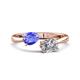 1 - Afra 1.60 ctw Tanzanite Pear Shape (7x5 mm) & Moissanite Oval Shape (7x5 mm) Toi Et Moi Engagement Ring 