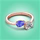 3 - Afra 1.60 ctw Tanzanite Pear Shape (7x5 mm) & Moissanite Oval Shape (7x5 mm) Toi Et Moi Engagement Ring 