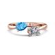 1 - Afra 1.70 ctw Blue Topaz Pear Shape (7x5 mm) & Moissanite Oval Shape (7x5 mm) Toi Et Moi Engagement Ring 