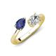 4 - Afra 1.45 ctw Iolite Pear Shape (7x5 mm) & Moissanite Oval Shape (7x5 mm) Toi Et Moi Engagement Ring 