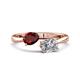 1 - Afra 1.75 ctw Red Garnet Pear Shape (7x5 mm) & Moissanite Oval Shape (7x5 mm) Toi Et Moi Engagement Ring 