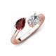 4 - Afra 1.75 ctw Red Garnet Pear Shape (7x5 mm) & Moissanite Oval Shape (7x5 mm) Toi Et Moi Engagement Ring 
