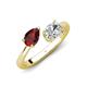 4 - Afra 1.75 ctw Red Garnet Pear Shape (7x5 mm) & Moissanite Oval Shape (7x5 mm) Toi Et Moi Engagement Ring 