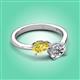 3 - Afra 1.75 ctw Yellow Sapphire Pear Shape (7x5 mm) & Moissanite Oval Shape (7x5 mm) Toi Et Moi Engagement Ring 