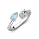 4 - Afra 1.45 ctw Aquamarine Pear Shape (7x5 mm) & Moissanite Oval Shape (7x5 mm) Toi Et Moi Engagement Ring 