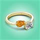 3 - Afra 1.50 ctw Citrine Pear Shape (7x5 mm) & Moissanite Oval Shape (7x5 mm) Toi Et Moi Engagement Ring 