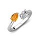 4 - Afra 1.50 ctw Citrine Pear Shape (7x5 mm) & Moissanite Oval Shape (7x5 mm) Toi Et Moi Engagement Ring 