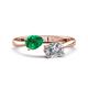 1 - Afra 1.65 ctw Emerald Pear Shape (7x5 mm) & Moissanite Oval Shape (7x5 mm) Toi Et Moi Engagement Ring 