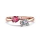 1 - Afra 1.55 ctw Pink Tourmaline Pear Shape (7x5 mm) & Moissanite Oval Shape (7x5 mm) Toi Et Moi Engagement Ring 