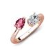 4 - Afra 1.55 ctw Pink Tourmaline Pear Shape (7x5 mm) & Moissanite Oval Shape (7x5 mm) Toi Et Moi Engagement Ring 