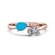 1 - Afra 1.20 ctw Turquoise Pear Shape (7x5 mm) & Moissanite Oval Shape (7x5 mm) Toi Et Moi Engagement Ring 