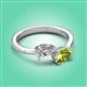 3 - Afra 1.65 ctw IGI Certified Lab Grown Diamond  Pear Shape (7x5 mm) & Peridot Oval Shape (7x5 mm) Toi Et Moi Engagement Ring 