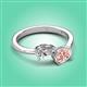 3 - Afra 1.50 ctw IGI Certified Lab Grown Diamond  Pear Shape (7x5 mm) & Morganite Oval Shape (7x5 mm) Toi Et Moi Engagement Ring 
