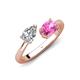 4 - Afra 1.75 ctw IGI Certified Lab Grown Diamond  Pear Shape (7x5 mm) & Pink Sapphire Oval Shape (7x5 mm) Toi Et Moi Engagement Ring 