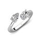4 - Afra 1.60 ctw IGI Certified Lab Grown Diamond  Pear Shape (7x5 mm) & Moissanite Oval Shape (7x5 mm) Toi Et Moi Engagement Ring 