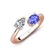 4 - Afra 1.60 ctw IGI Certified Lab Grown Diamond  Pear Shape (7x5 mm) & Tanzanite Oval Shape (7x5 mm) Toi Et Moi Engagement Ring 