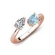 4 - Afra 1.47 ctw IGI Certified Lab Grown Diamond  Pear Shape (7x5 mm) & Aquamarine Oval Shape (7x5 mm) Toi Et Moi Engagement Ring 