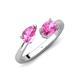 4 - Afra 1.90 ctw Pink Sapphire Pear Shape (7x5 mm) & Pink Sapphire Oval Shape (7x5 mm) Toi Et Moi Engagement Ring 