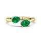 1 - Afra 1.60 ctw Emerald Pear Shape (7x5 mm) & Emerald Oval Shape (7x5 mm) Toi Et Moi Engagement Ring 