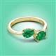 3 - Afra 1.60 ctw Emerald Pear Shape (7x5 mm) & Emerald Oval Shape (7x5 mm) Toi Et Moi Engagement Ring 