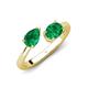 4 - Afra 1.60 ctw Emerald Pear Shape (7x5 mm) & Emerald Oval Shape (7x5 mm) Toi Et Moi Engagement Ring 