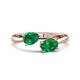 1 - Afra 1.60 ctw Emerald Pear Shape (7x5 mm) & Emerald Oval Shape (7x5 mm) Toi Et Moi Engagement Ring 