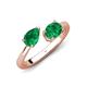 4 - Afra 1.60 ctw Emerald Pear Shape (7x5 mm) & Emerald Oval Shape (7x5 mm) Toi Et Moi Engagement Ring 