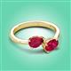 3 - Afra 1.85 ctw Ruby Pear Shape (7x5 mm) & Ruby Oval Shape (7x5 mm) Toi Et Moi Engagement Ring 