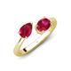 4 - Afra 1.85 ctw Ruby Pear Shape (7x5 mm) & Ruby Oval Shape (7x5 mm) Toi Et Moi Engagement Ring 