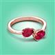 3 - Afra 1.85 ctw Ruby Pear Shape (7x5 mm) & Ruby Oval Shape (7x5 mm) Toi Et Moi Engagement Ring 