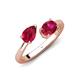 4 - Afra 1.85 ctw Ruby Pear Shape (7x5 mm) & Ruby Oval Shape (7x5 mm) Toi Et Moi Engagement Ring 