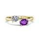 1 - Afra 1.47 ctw IGI Certified Lab Grown Diamond  Pear Shape (7x5 mm) & Amethyst Oval Shape (7x5 mm) Toi Et Moi Engagement Ring 